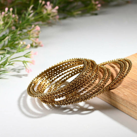 Afast Designer Fancy Party Bangle/ Kada Set, Gold, Metal, Pack Of 12 - Grab2buy