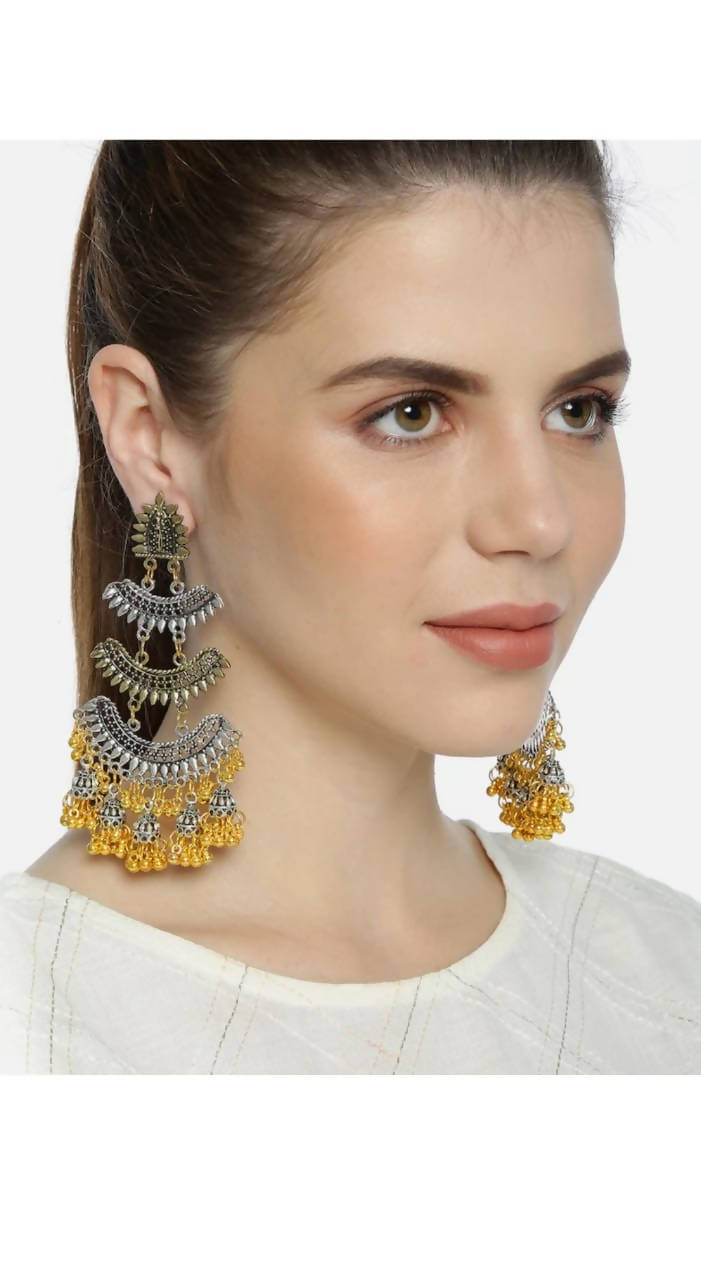 Mominos Fashion Beautiful Silver & Gold Earrings with Jhumkas Design 