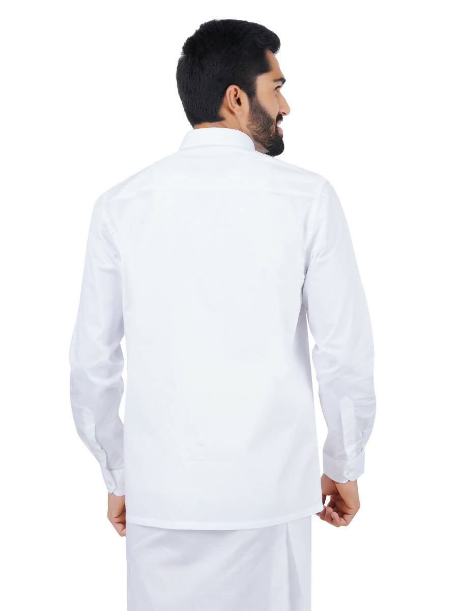 Ramraj Cotton Mens Full Sleeve White Shirt Plus Size - Royal Cotton 