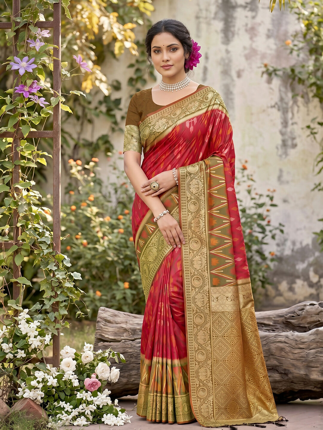 Shree Shyam Fashion Red Soft Silk Saree