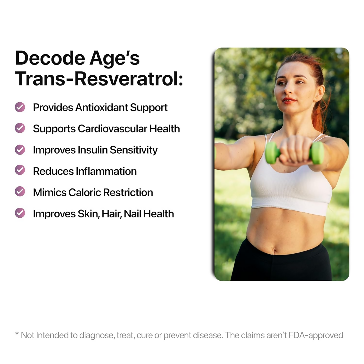 Decode Age 99.5% Pure Trans Resveratrol 250mg Supplement Capsules 