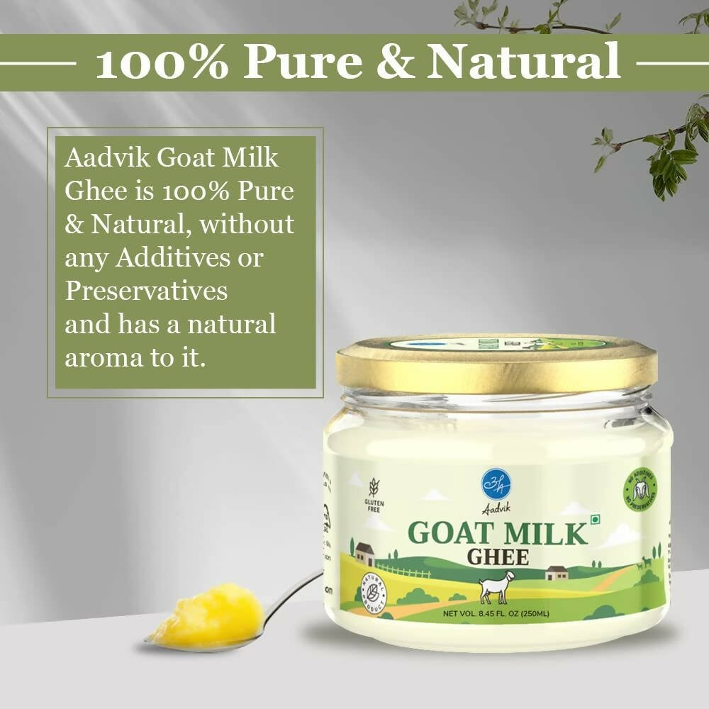 Aadvik A2 Goat Milk Ghee with Ayurvedic Benefits | 100% Pure & Natural Goat Milk Ghee | From Grass Fed Goat A2 Milk 