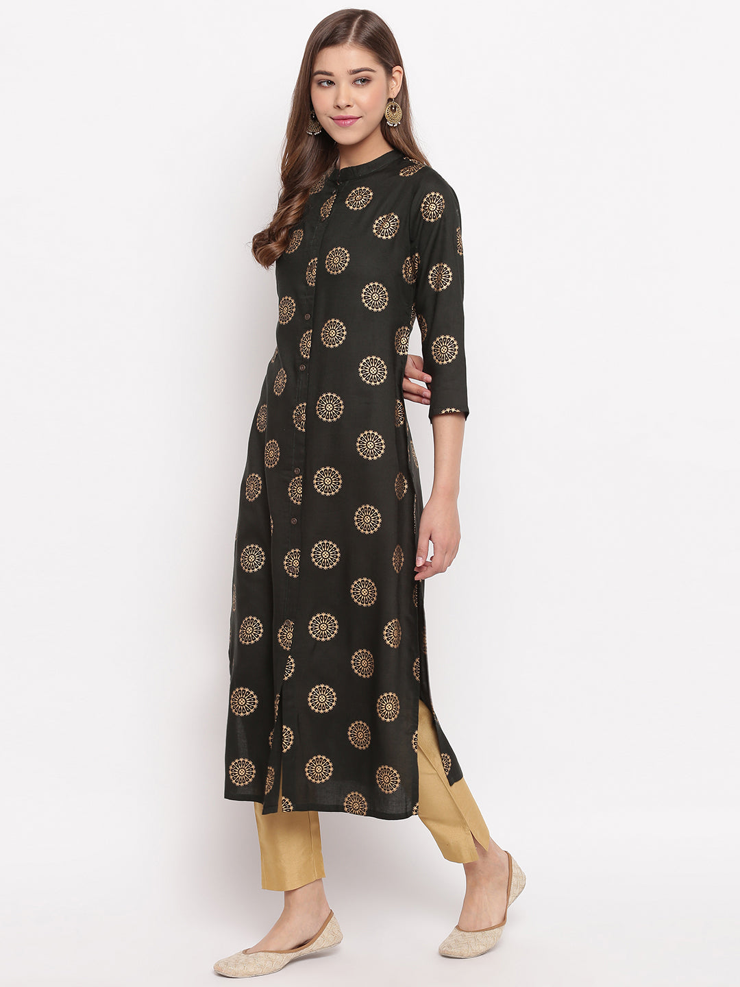 NOZ2TOZ Women Dark Green Cotton Kurti (1pc) 