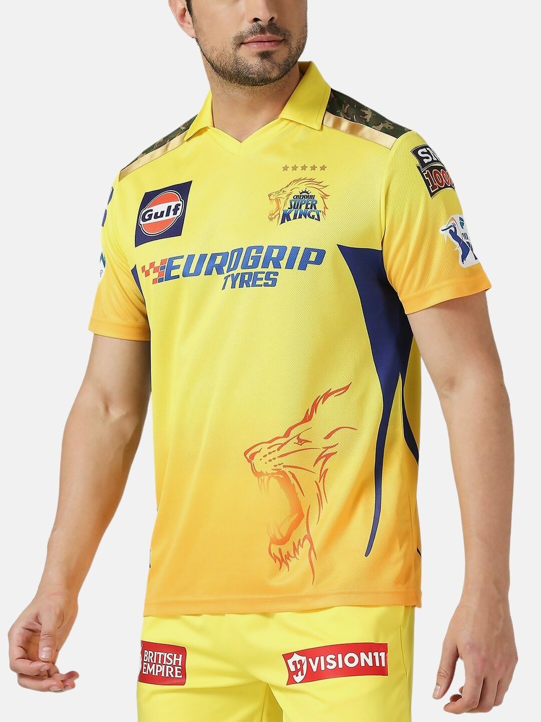 playR Men Printed Polo Collar Dri-FIT CSK Fan Jersey IPL, T20 