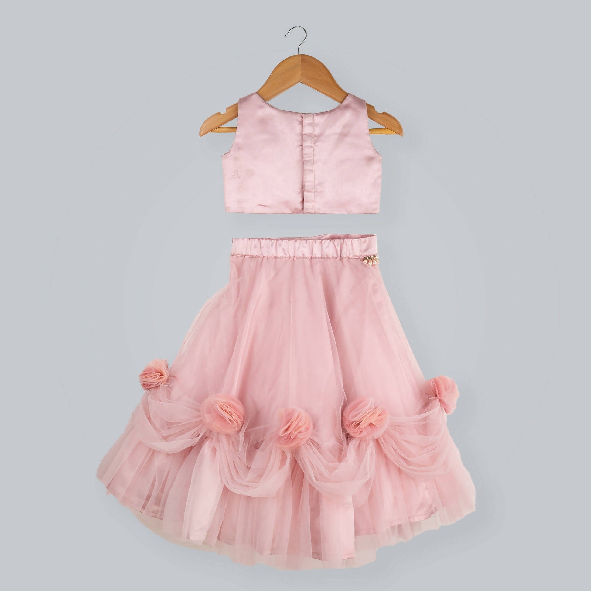 Pink Cow Fashions Old Rose Ghagra Choli With Embellishment On Upper Chest