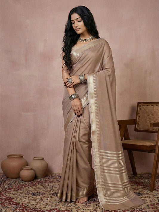 Shree Shyam Fashion Beige Cotton Saree