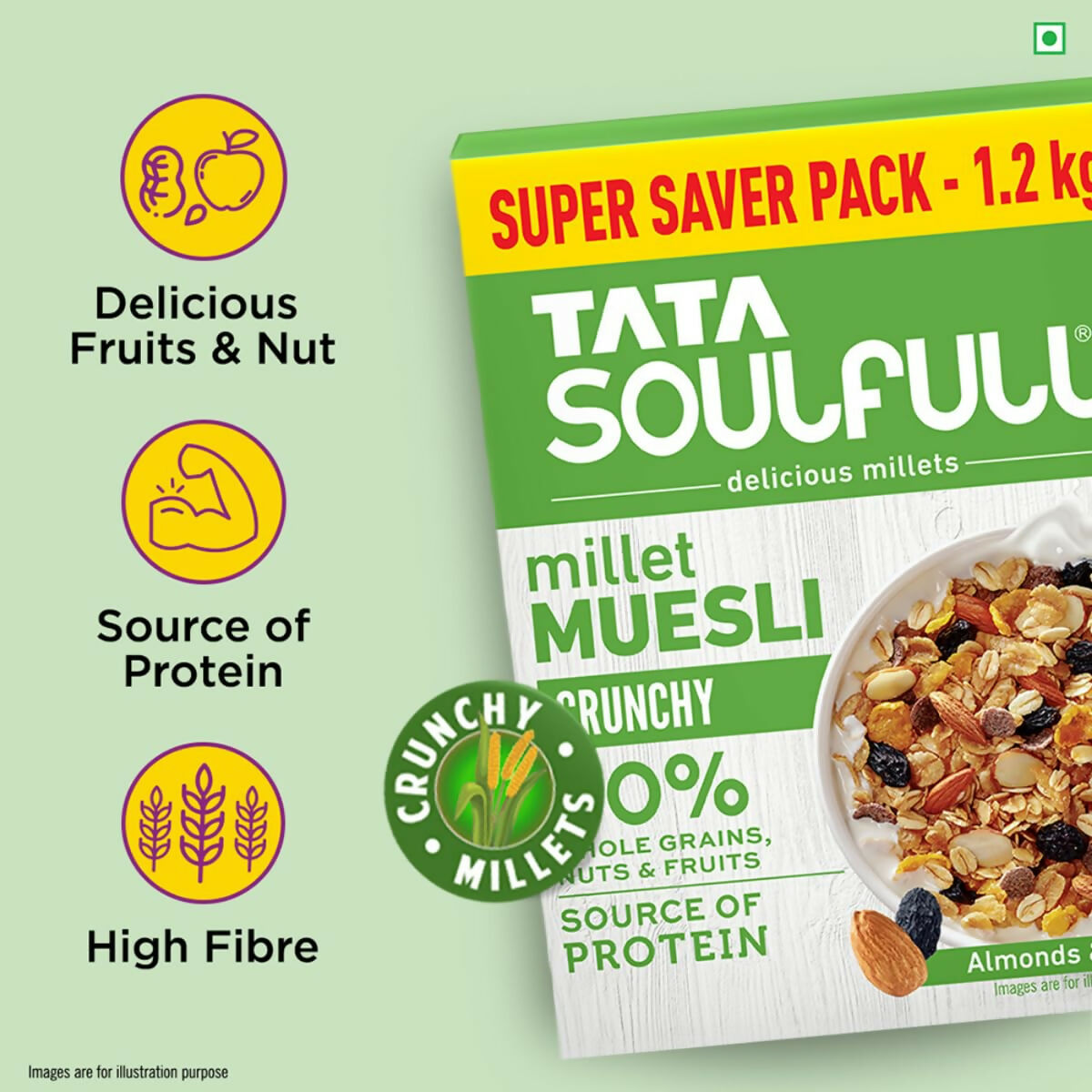 Tata Soulfull Millet Muesli Crunchy Breakfast Cereals - Grab2buy