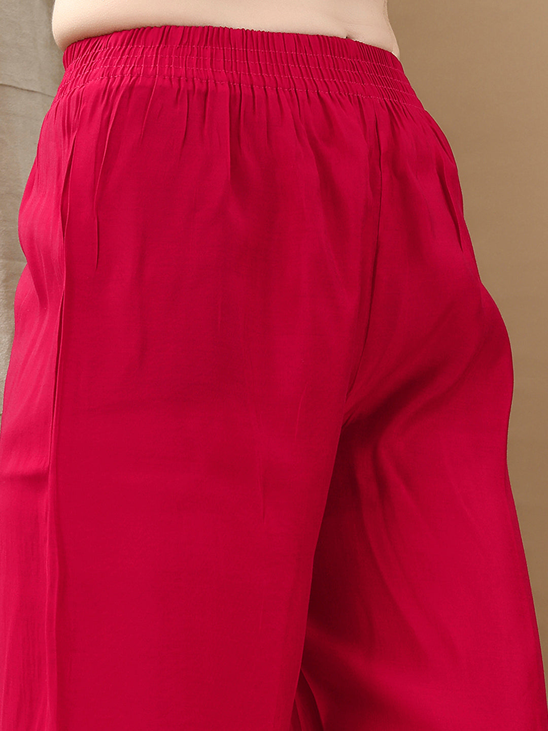Hand Embroidered & Lace Detailed Kurta With Pant & Dupatta, Pink - Hiral Fashion