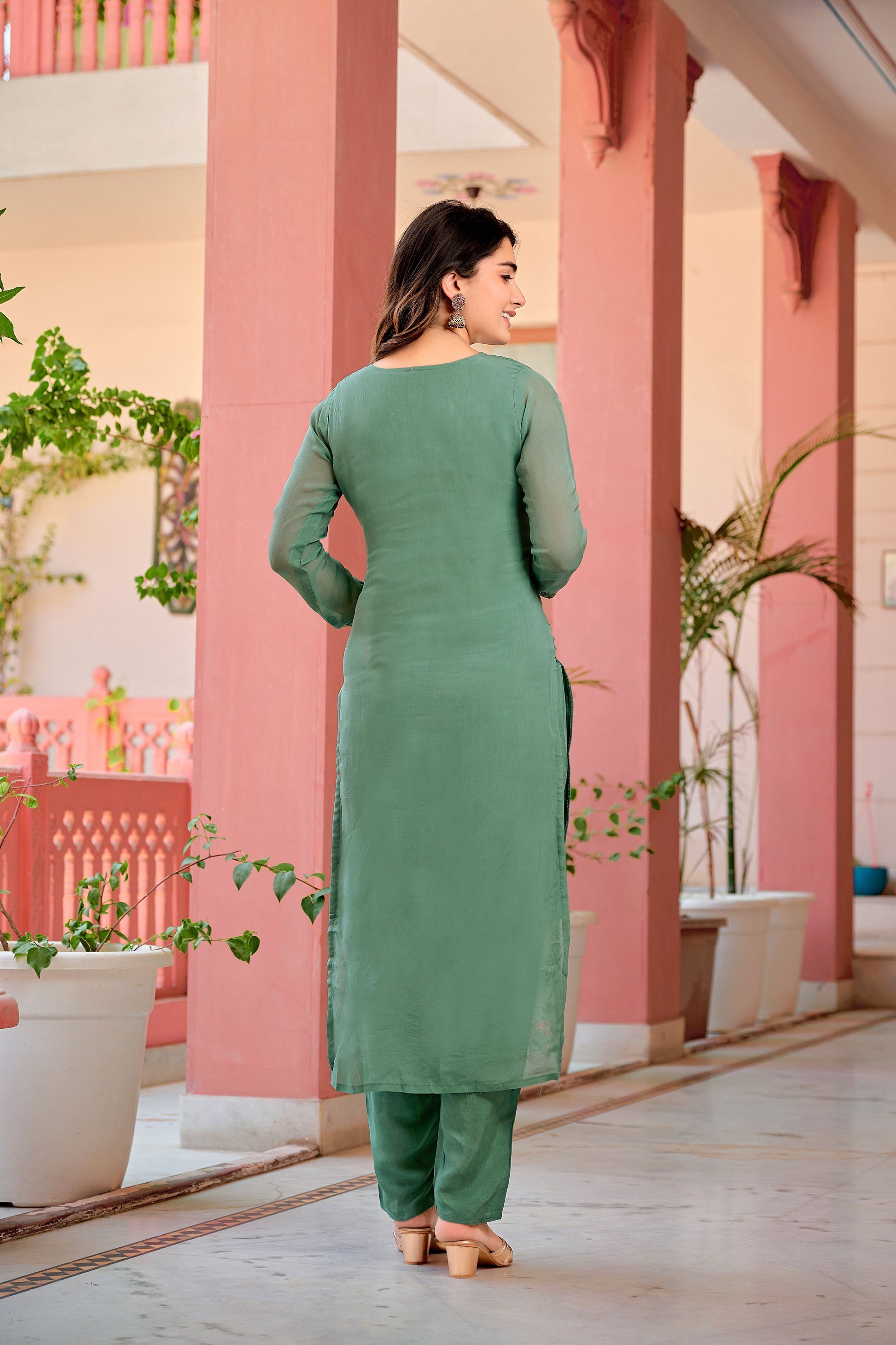 Hand Embroidered & Lace Detailed Kurta With Pant & Dupatta Premium Luxury, Multicolor - Hiral Fashion