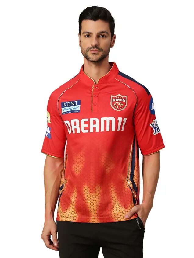 Punjab Kings Men Red Printed Half Sleeves Jersey IPL, T20 