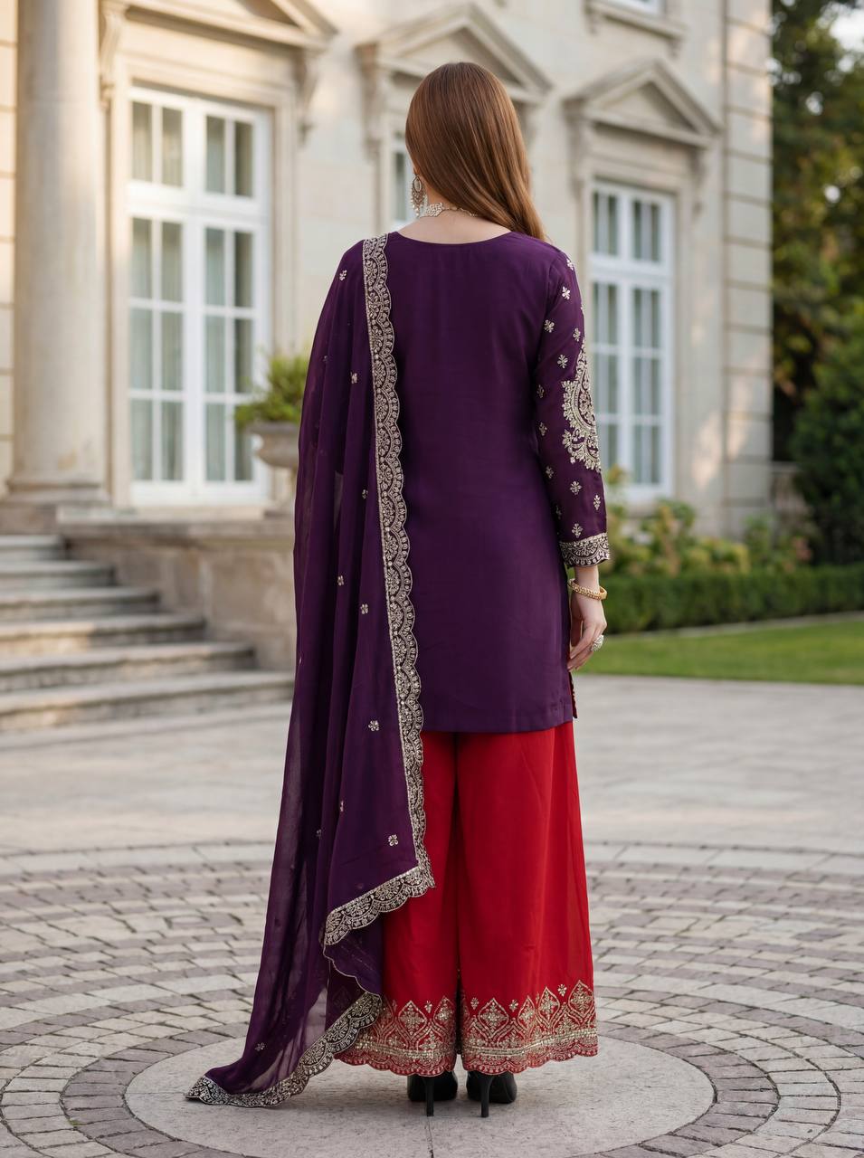 Lehenga Mart Designer Ready To Wear Salwar Suit Dupatta For Women-Purple