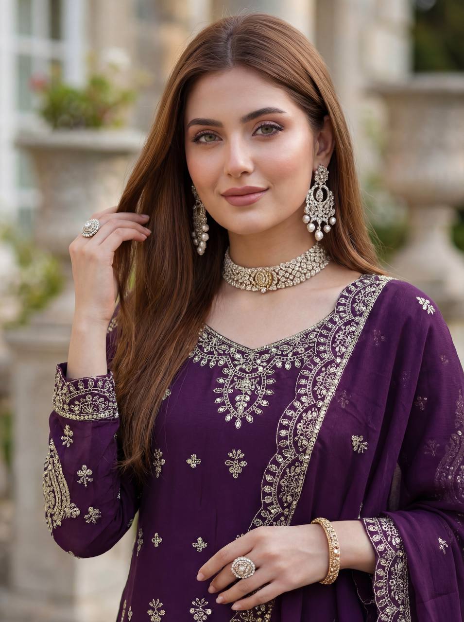 Lehenga Mart Designer Ready To Wear Salwar Suit Dupatta For Women-Purple
