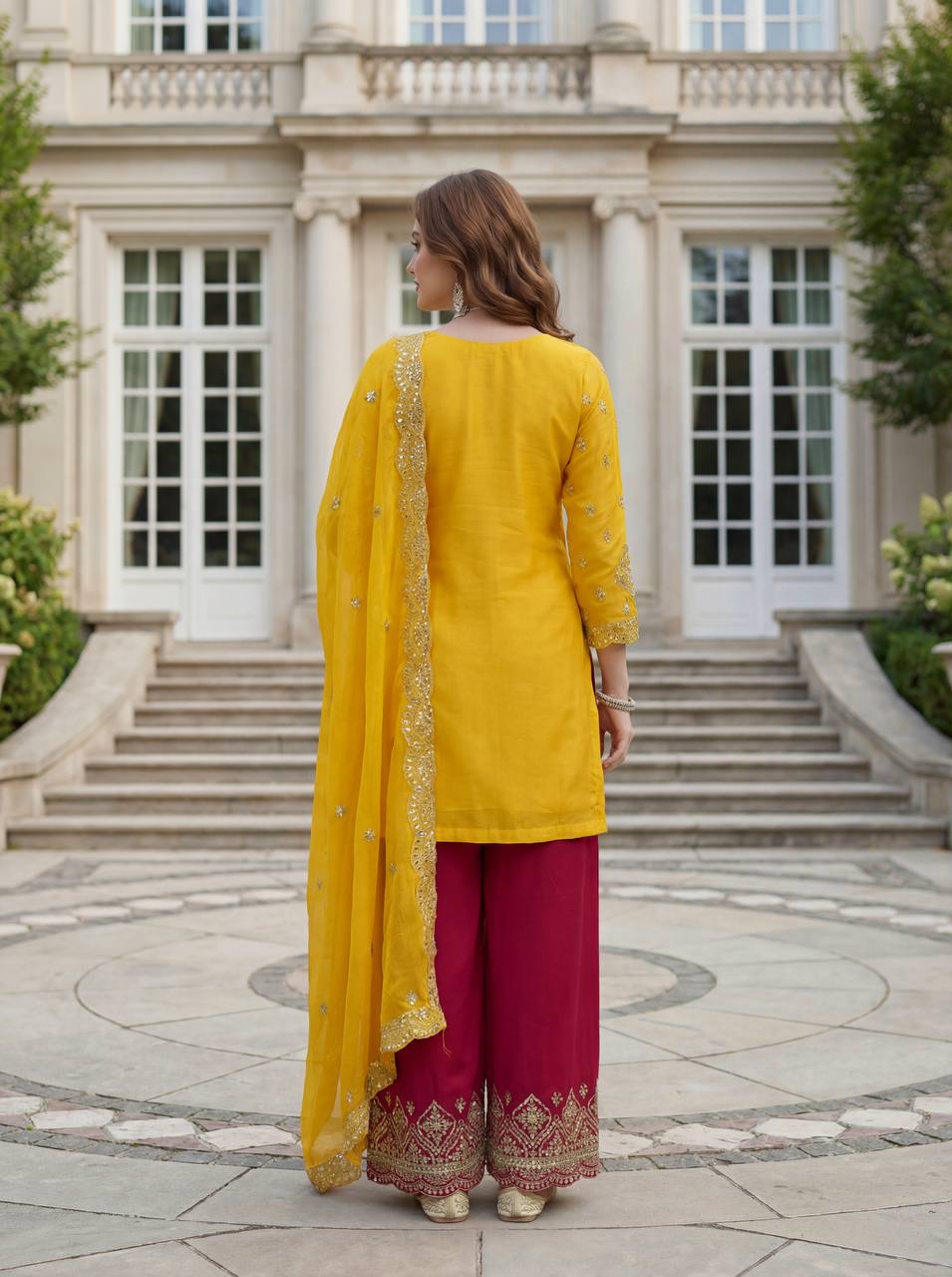 Lehenga Mart Designer Ready To Wear Salwar Suit Dupatta For Women-Yellow