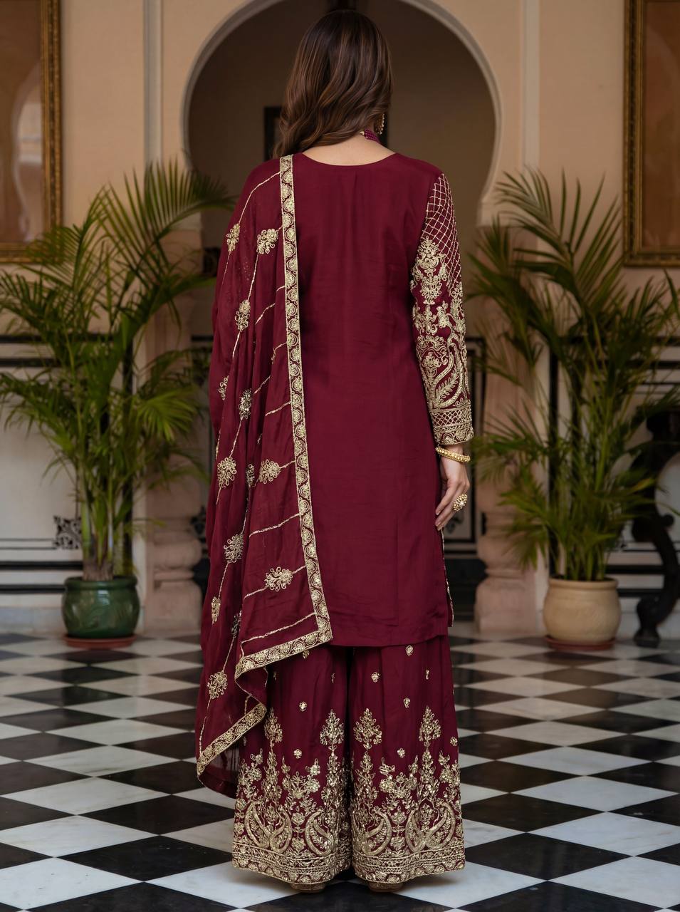 Lehenga Mart Designer Ready To Wear Salwar Suit Dupatta For Women-Maroon
