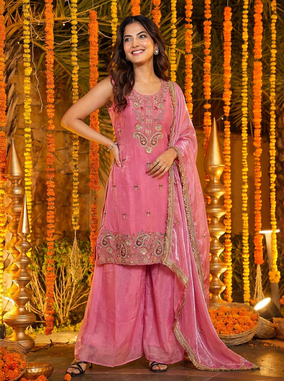 Lehenga Mart Designer Ready To Wear Salwar Suit Dupatta For Women-Baby Pink