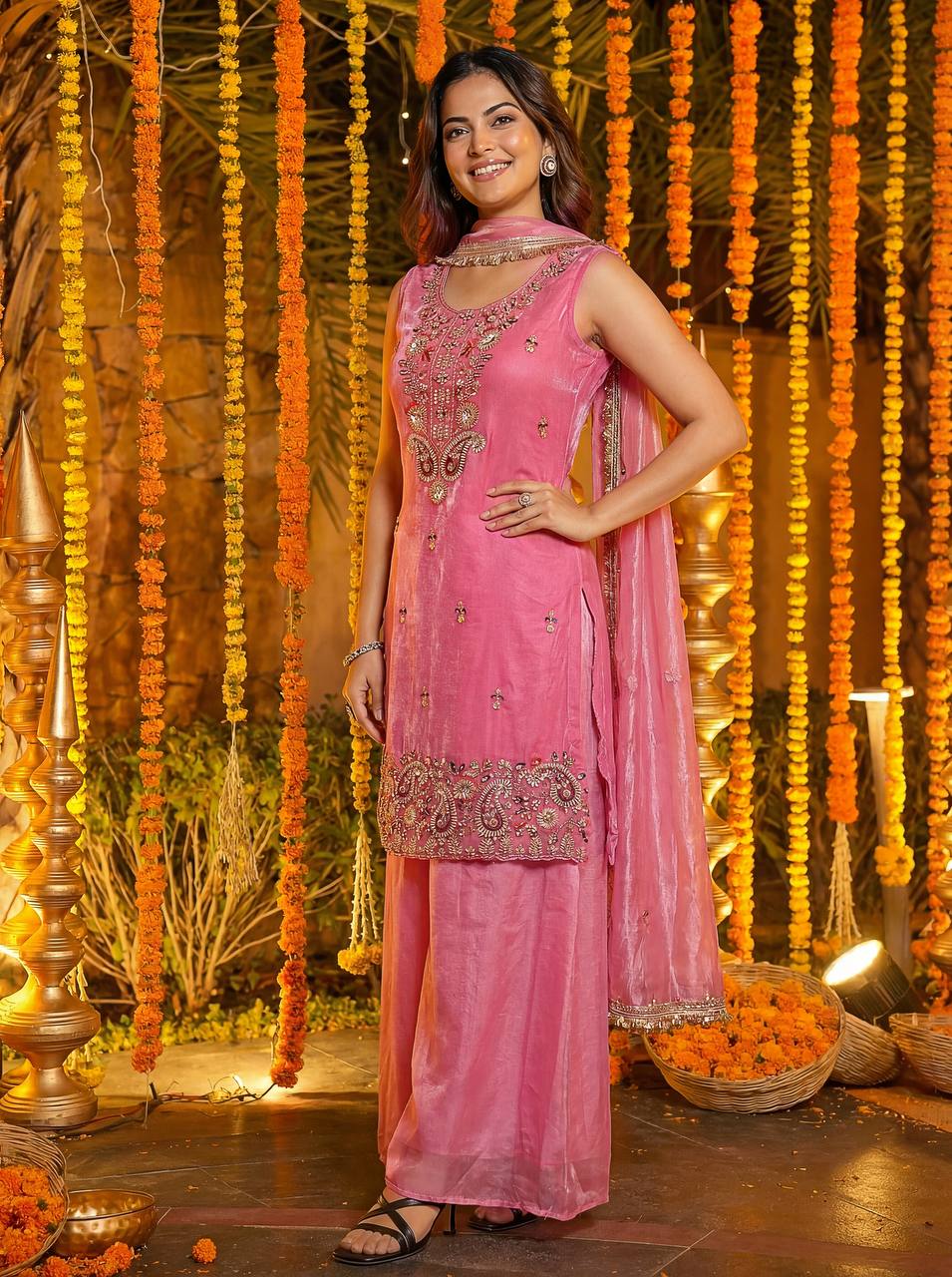 Lehenga Mart Designer Ready To Wear Salwar Suit Dupatta For Women-Baby Pink