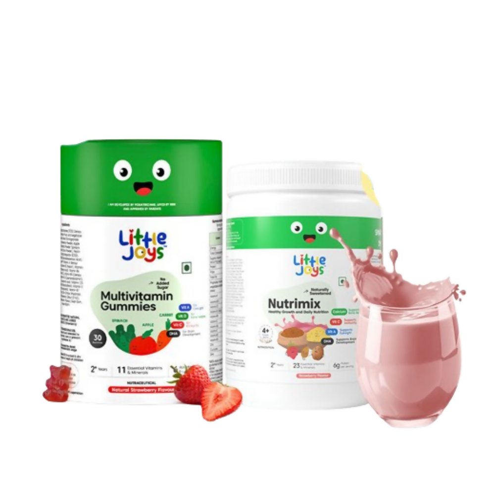 Little Joys Multivitamin Gummies & Nutrimix Immunity Boosting Kit Strawberry 2 Years +