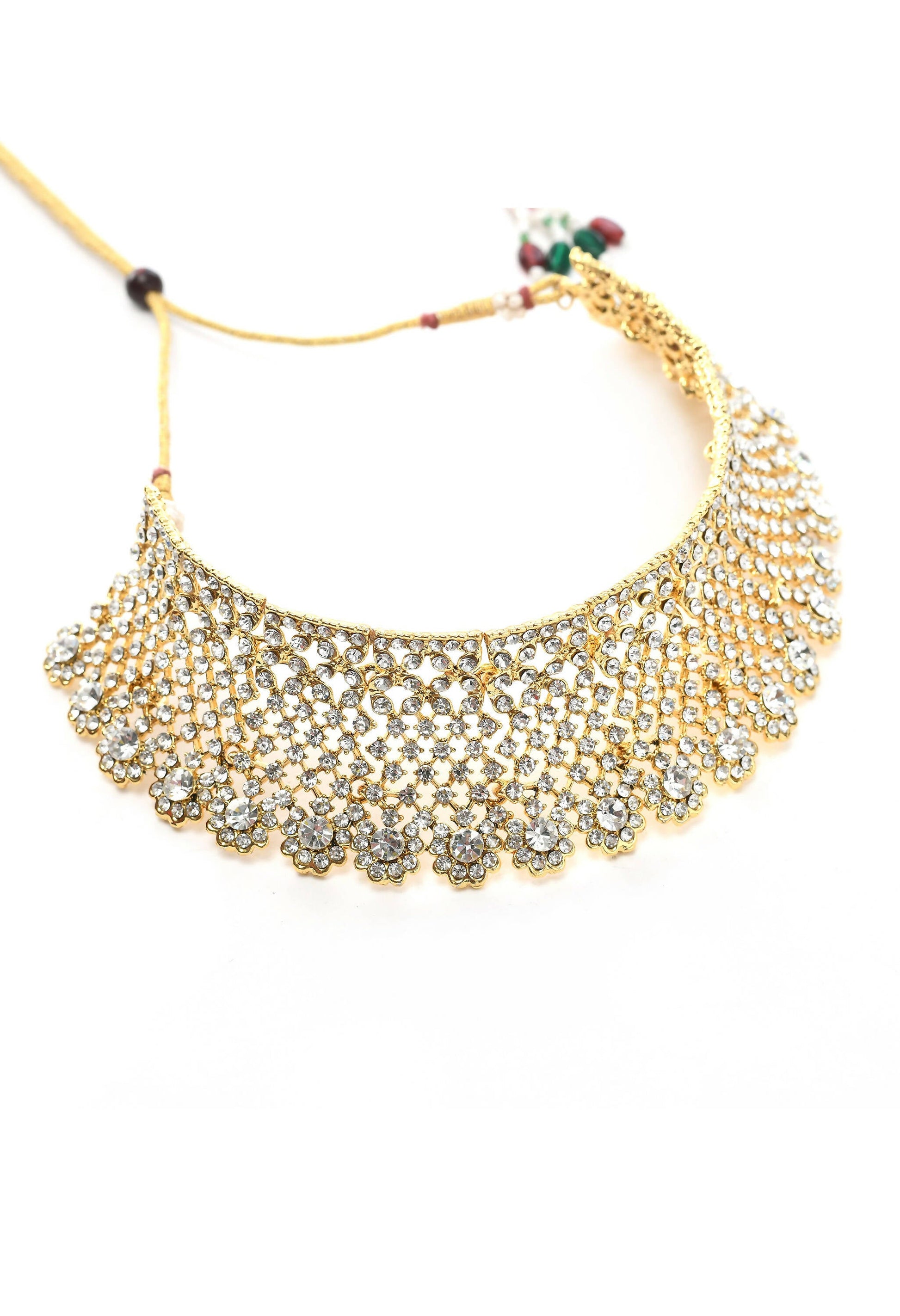 Mominos Fashion Johar Kamal Traditional Rajwadi Design Heavy Golden Colour Necklace Set - Grab2buy