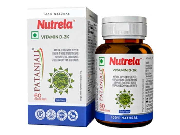 Patanjali Nutrela Vitamin D-2K Chewable Tablet - Vanilla Flavor 