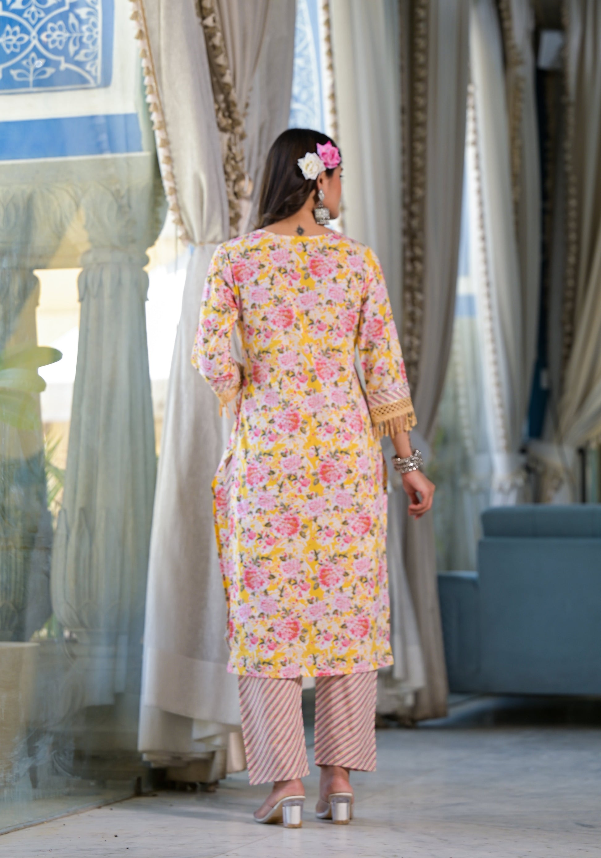 Floral Printed & Embroidered Kurta With Pant & Dupatta Luxury, Multicolor - Hiral Fashion