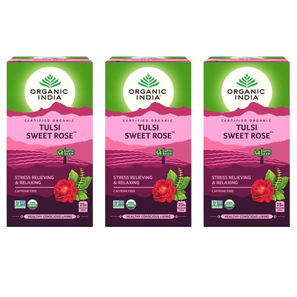 Organic India Tulsi Sweet Rose 25 Tea Bags 