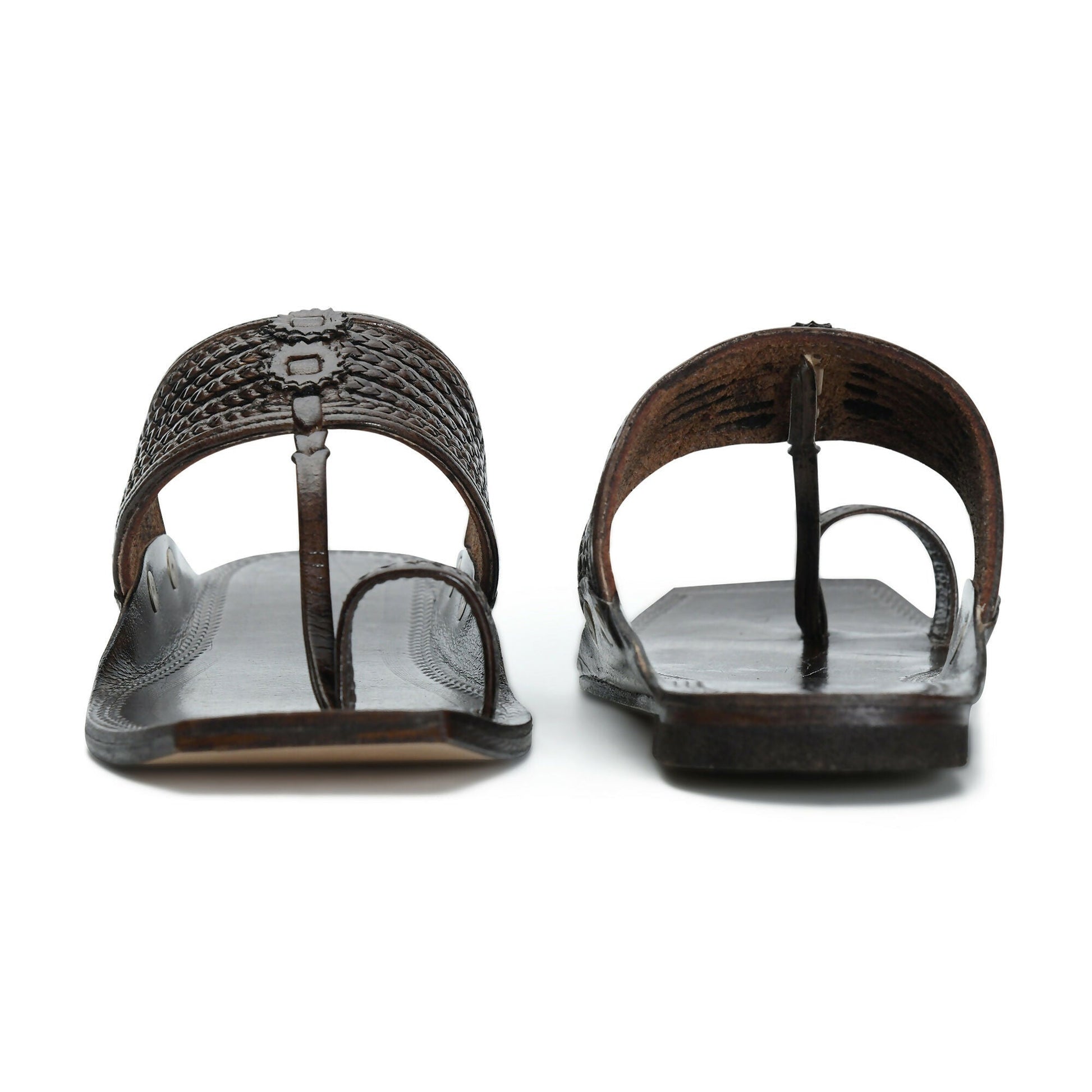 Stepsoft Men'S Brown Sqaure Toe Kolhapuri Chappal | Handcrafted Leather Slip-On Ethnic Footwear