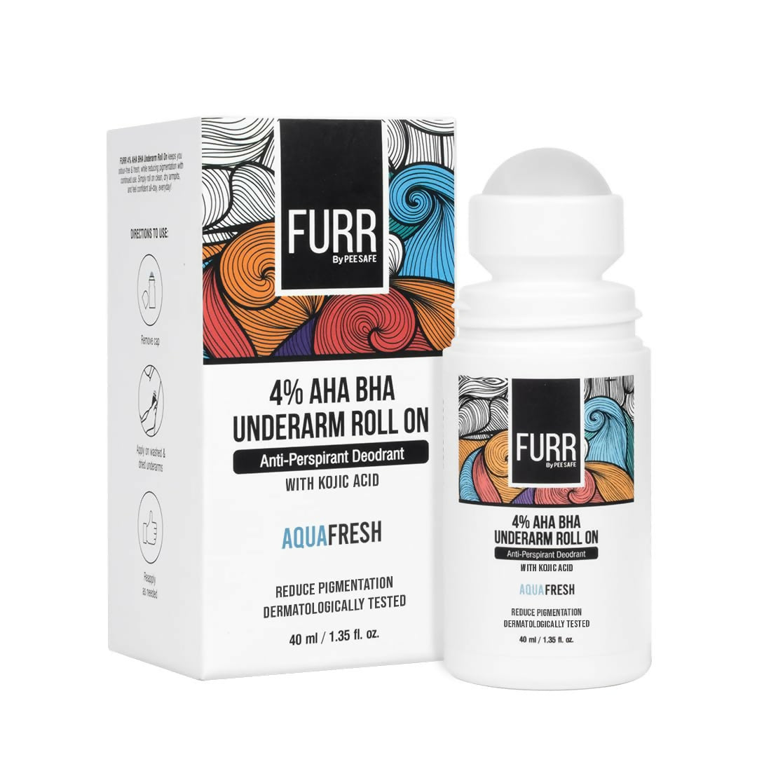 FURR 4% AHA BHA Underarm Roll On with Kojic Acid Helps Reduce Pigmentation, Prevents Body Odour & Brightens Skin 