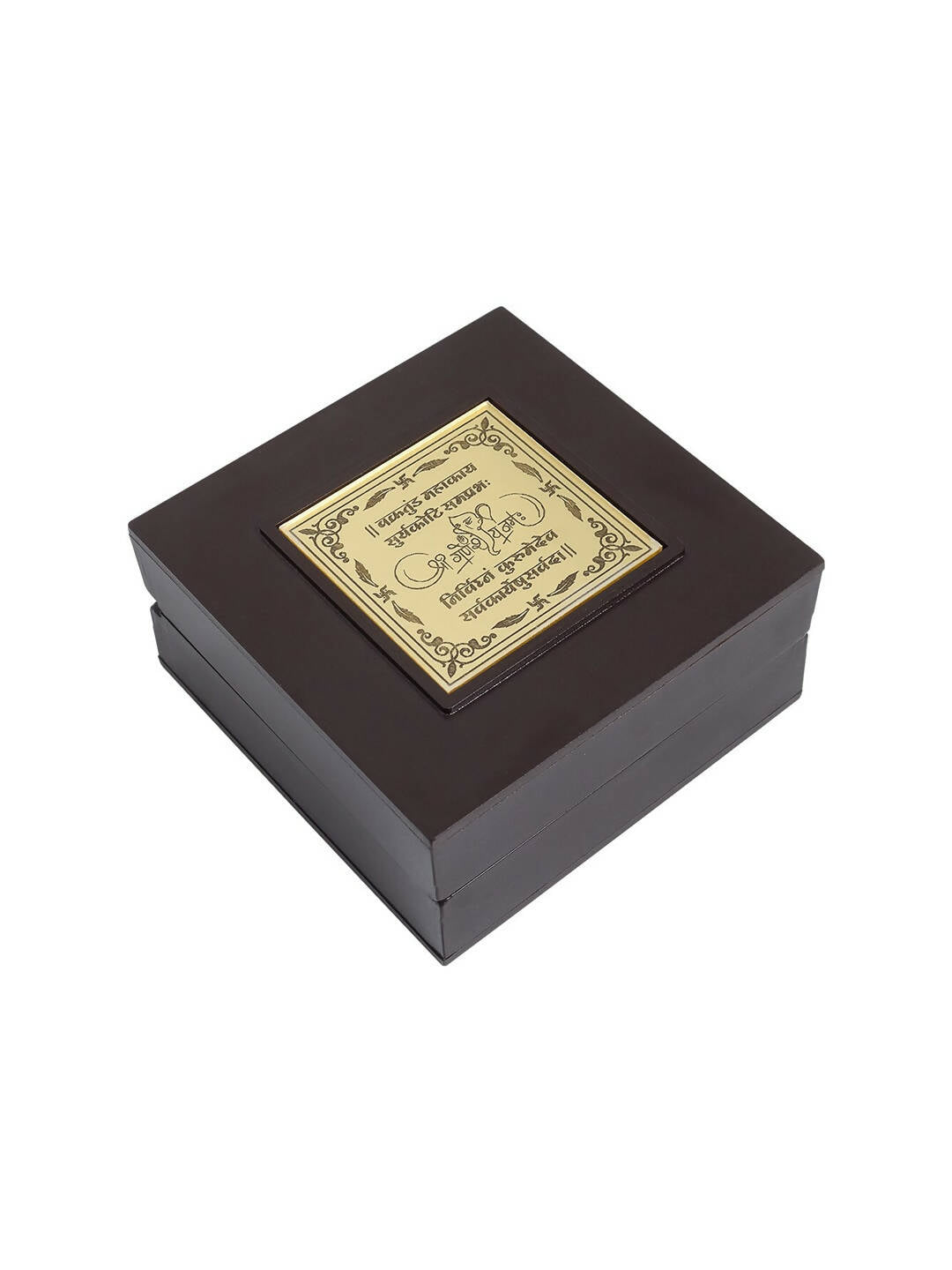 Golden Peacock Brown Wooden Ganesha Prayer Box 