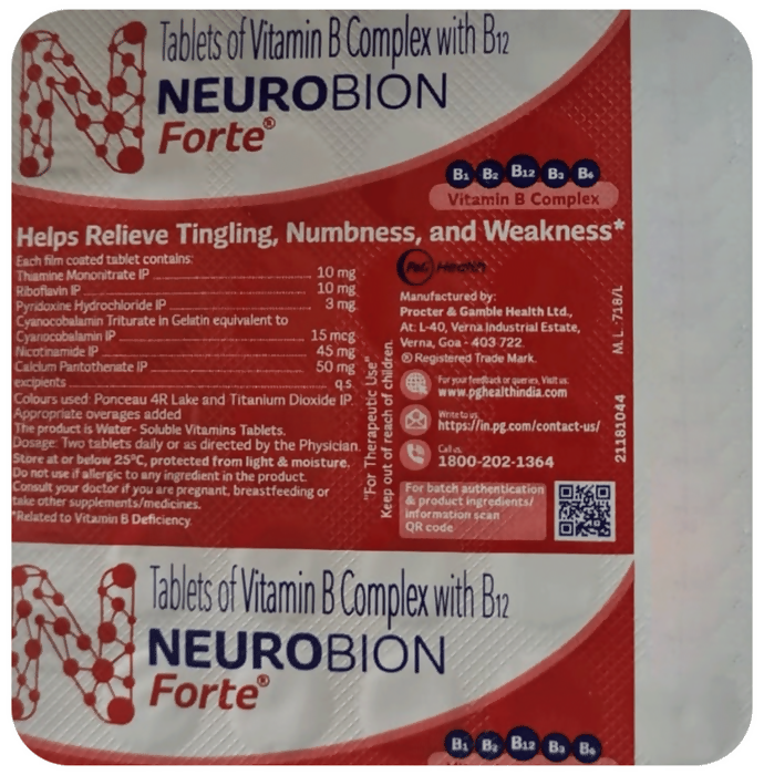 Neurobion Forte Tablets – Vitamin B Complex & B12 Nerve & Energy Support 