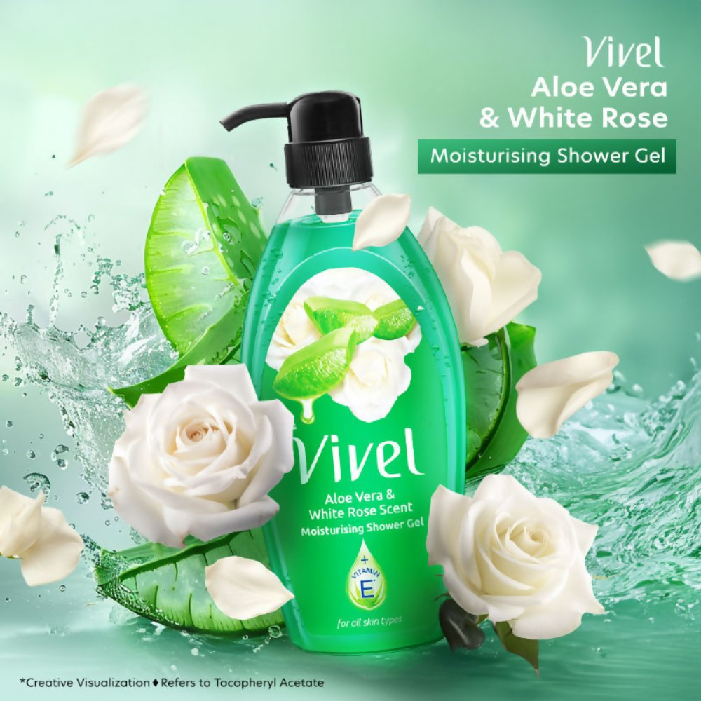 Vivel Aloe Vera & White Rose Scent Moisturizing Shower Gel  Grab2Buy Vivel Grab2Buy