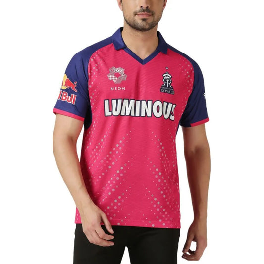 Rajasthan Royals Men Pink Typography Printed Half Sleeves Jersey IPL, T20 