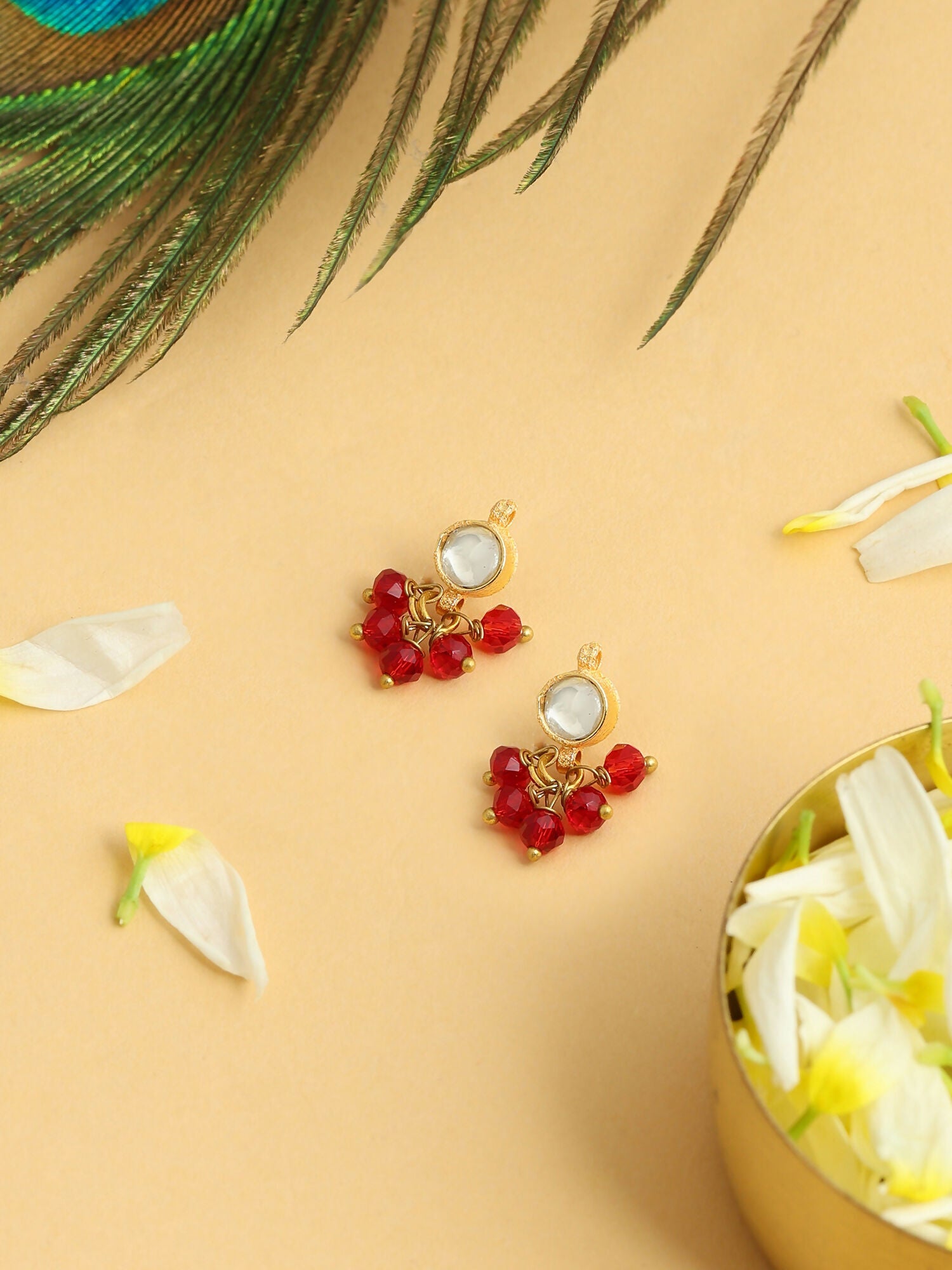 Ruby Raang Women Dainty Drops Earrings