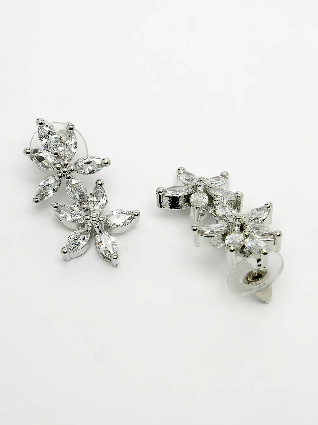 NVR Women Silver Plated Cz Stone Handcrafted Jewellery Set - Grab2buy