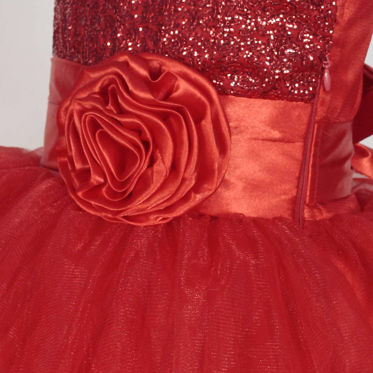 Asmaani Baby Girl's Red Satin Knee Length Frock (AS-DRESS_22148) - Grab2buy