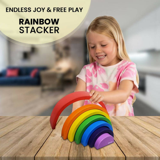 Matoyi Wooden Rainbow Stacker – 7 Piece Colorful Stacker - Grab2buy