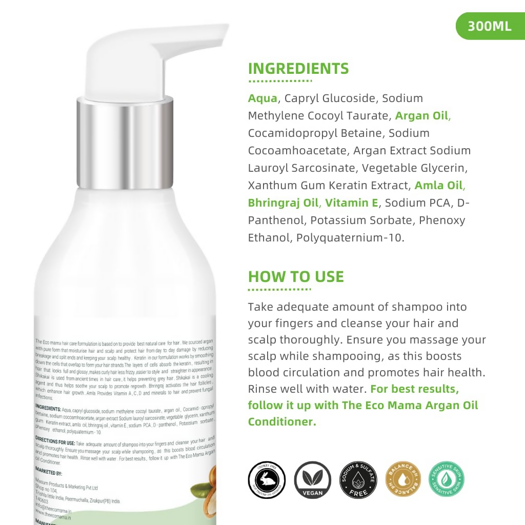 The Eco Mama Argan Keratin Shampoo With Amla Oil, Bhringraj Oil, and Vitamin E  Grab2Buy The Eco Mama Grab2Buy