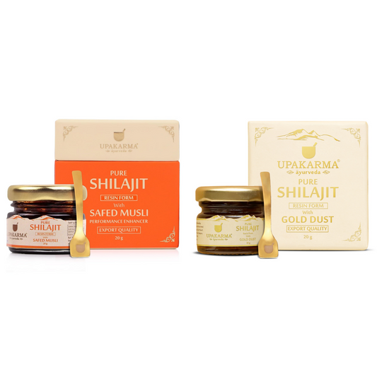 Upakarma Ayurveda Pure SJ Resin with Safed Musli & Pure SJ Resin with Gold Dust Combo 