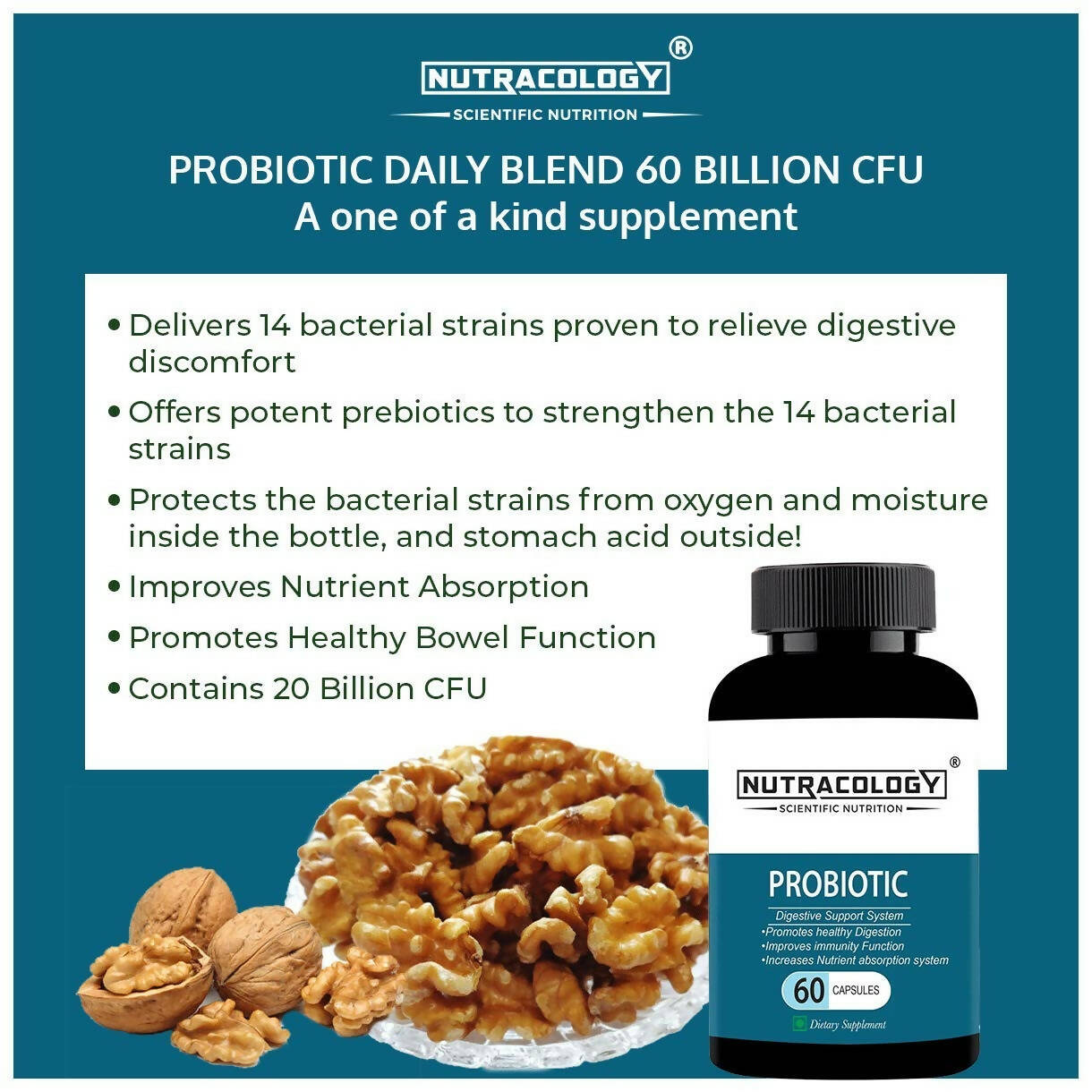 Nutracology Probiotics Supplement For Digestion Immunity And Overall Gut Health Capsules - Grab2buy