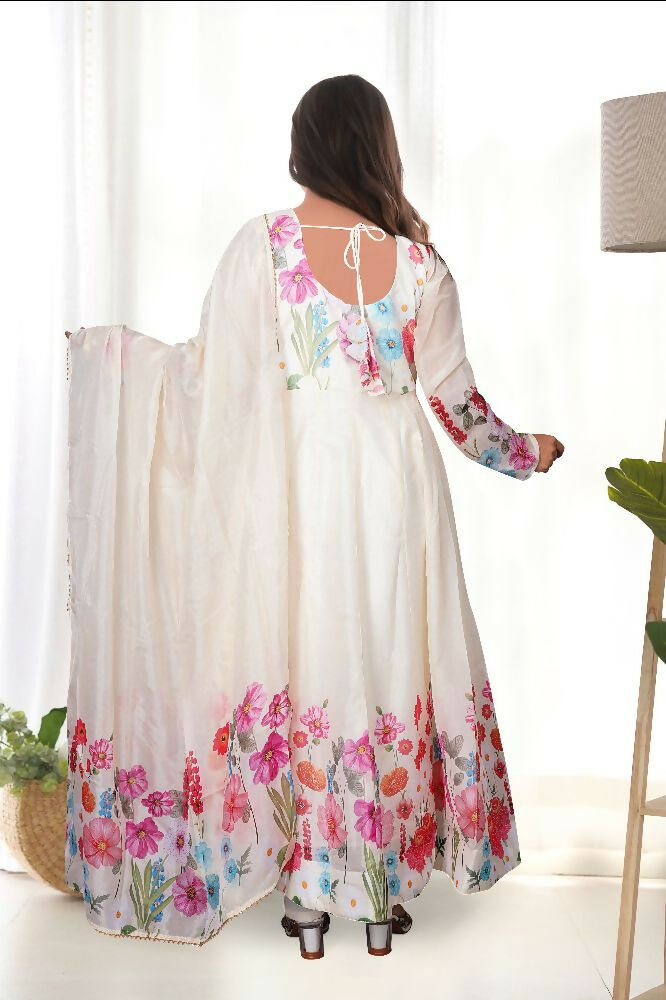 Joban Fashion Cream Kurta Set Organza Sequin Embroidery Work 