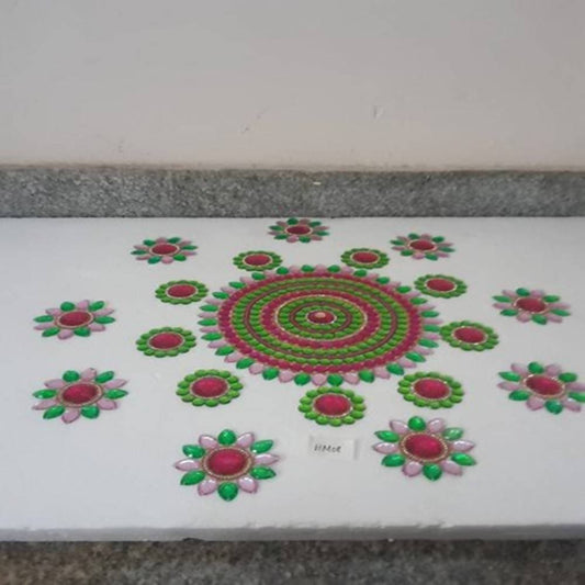 Kundan HandiKrafts Acrylic Multi Colour Jumbo Rangoli - Grab2buy