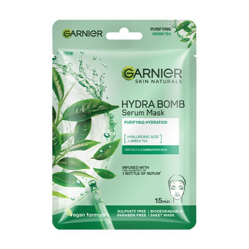 Garnier Skin Naturals Hydra Bomb Green Tea Face Serum Sheet Mask 