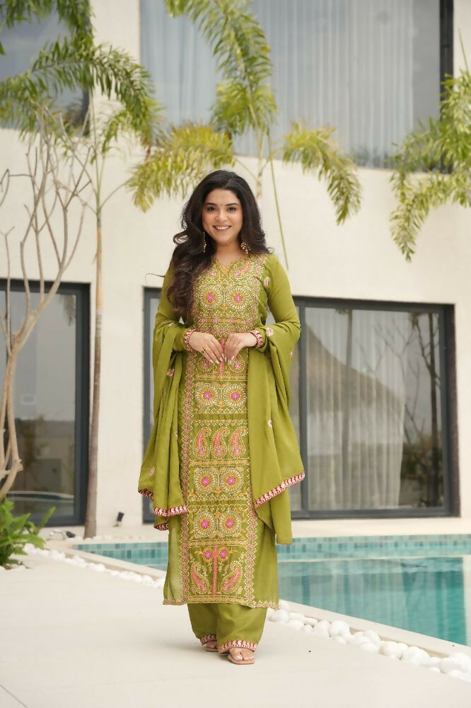 Joban Fashion Perot Kurta Set Silk Sequins , Zari, Coding & Thread Embroidered work