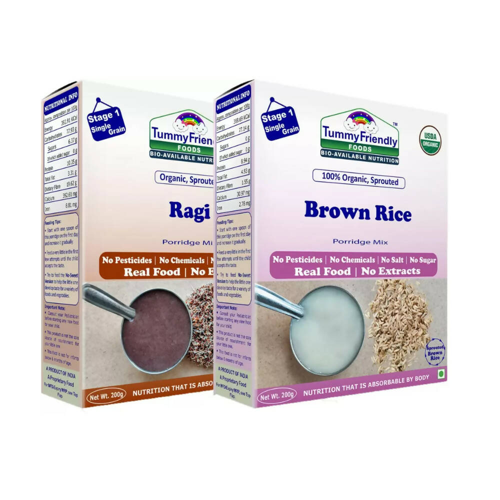 TummyFriendly Foods Certified Stage1 Ragi, Brown Rice Porridge Mixes  Grab2Buy TummyFriendly Foods Grab2Buy