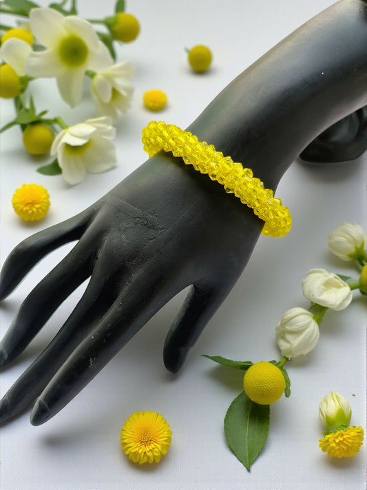 Inhanns Unisex Crystal Bloom – Adjustable Crystal Bead Bracelets - Lemon Yellow