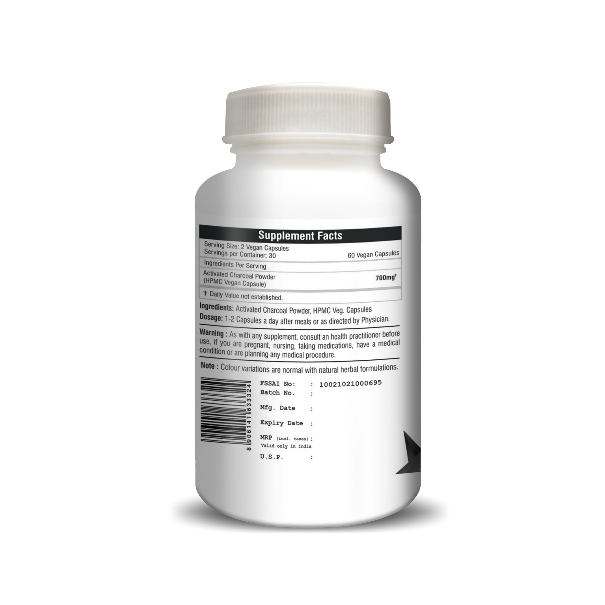 H&C Herbal Activated Charcoal Capsules - Grab2buy