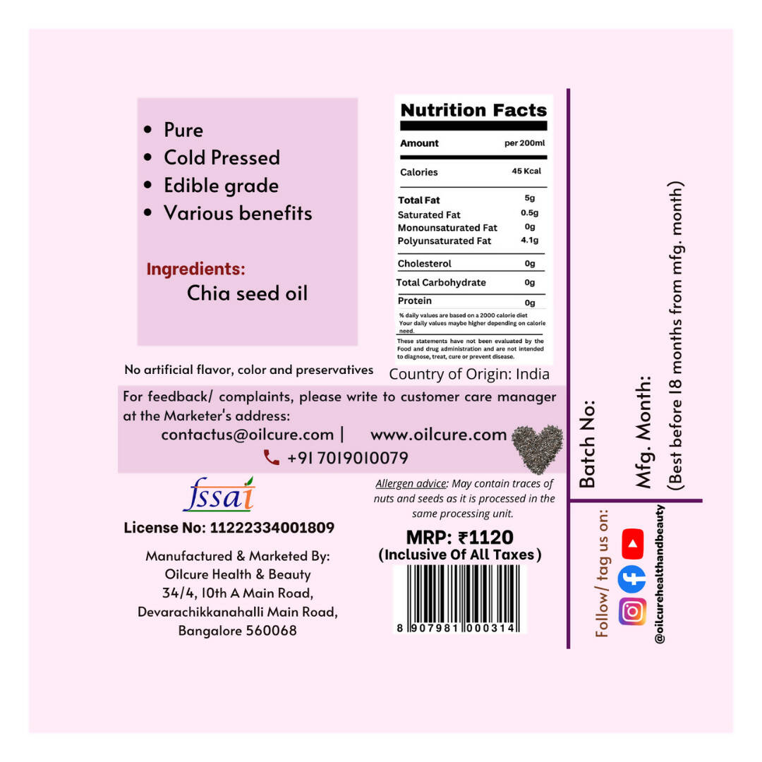 Oilcure Chia Seed Oil Cold Pressed 