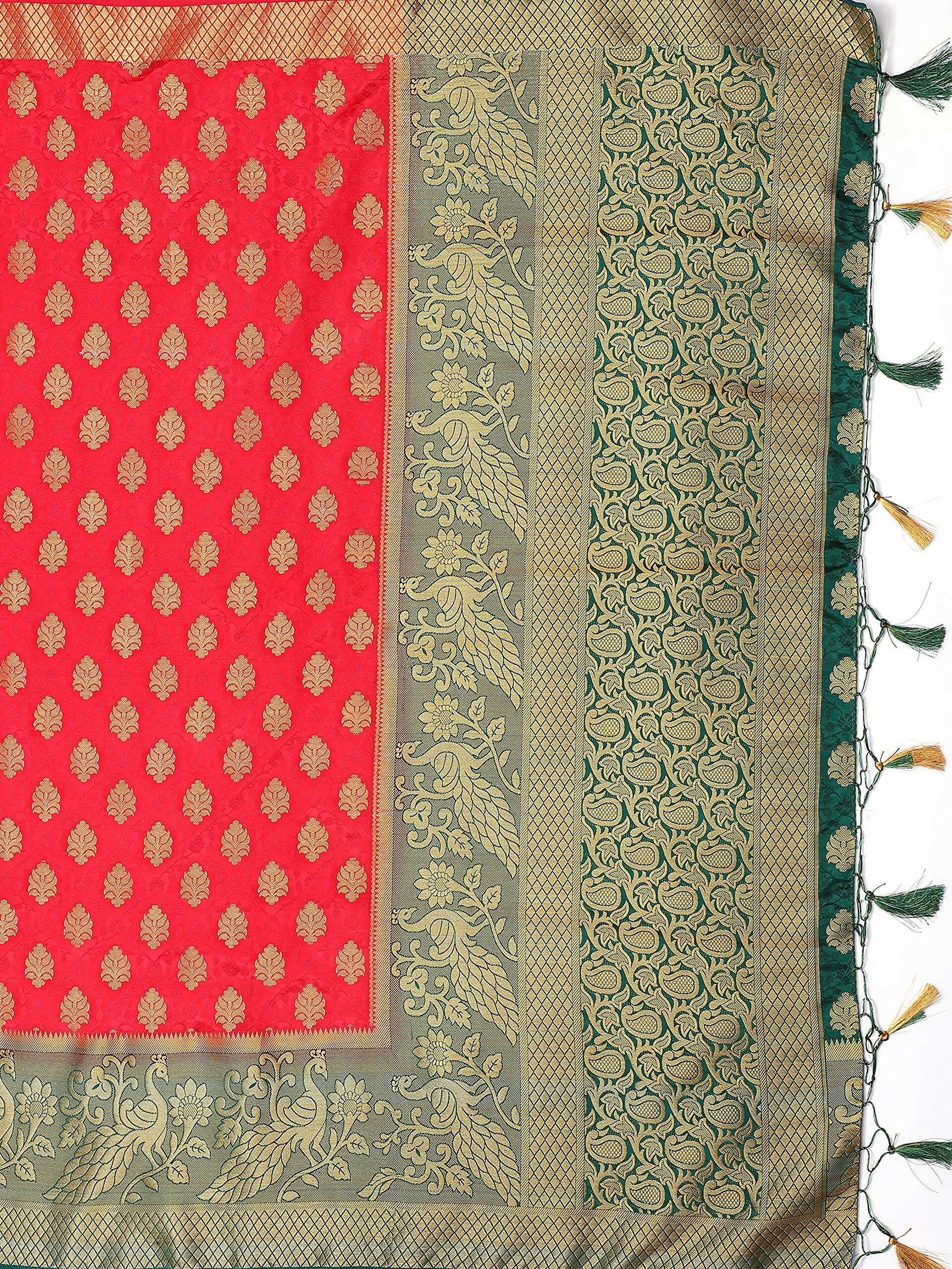 Mimosa Women's Red Kanchipuram Art Silk Saree