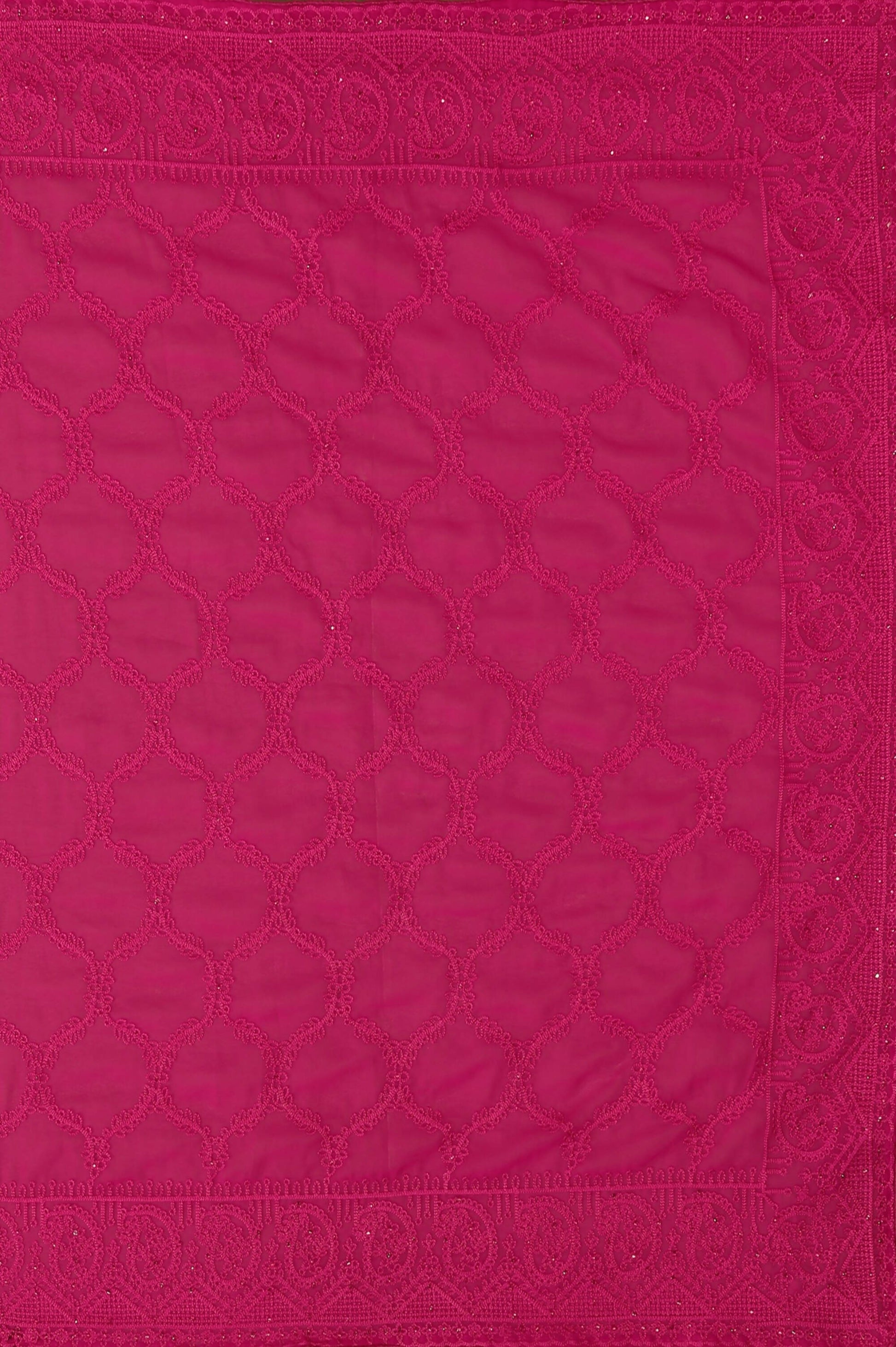 Pink Georgette Embroidered and Stone Work Saree with Unstitched Blouse Piece - Roozal