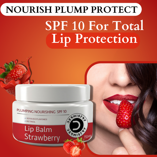 Dermistry Strawberry Lip Care Tint Balm Plumping Nourishing Retinol SPF 10 for Glossy Lips - Grab2buy