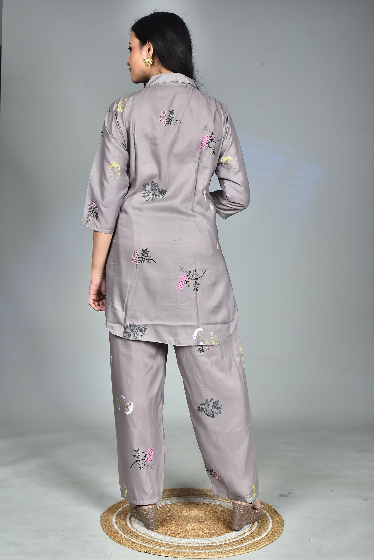 Morchari Digital Print Semi Muslin Co-Ord Set Top & Trouser-Multicolor 